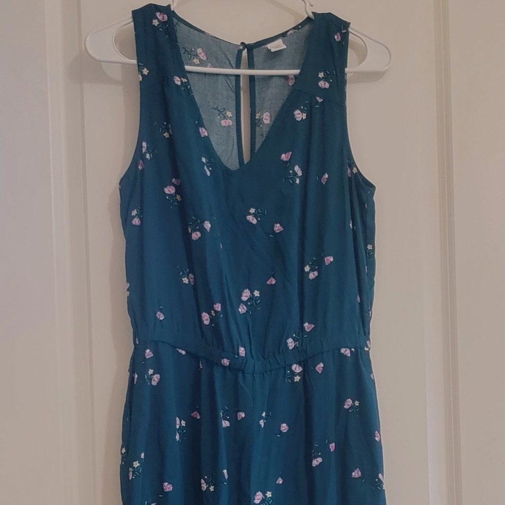 Old Navy Green Floral Jumpsuit Size Small